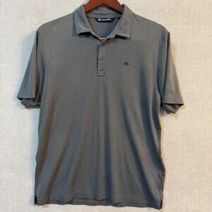 Travis Mathew Polo Shirt Mens Large Grey Dot Pattern Short Sleeve Golf Pima